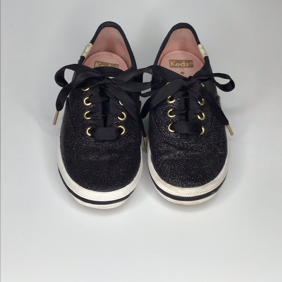 KEDS X KATE SPADE Champion Glitter Sneaker in Black. - Picture 2 of 9